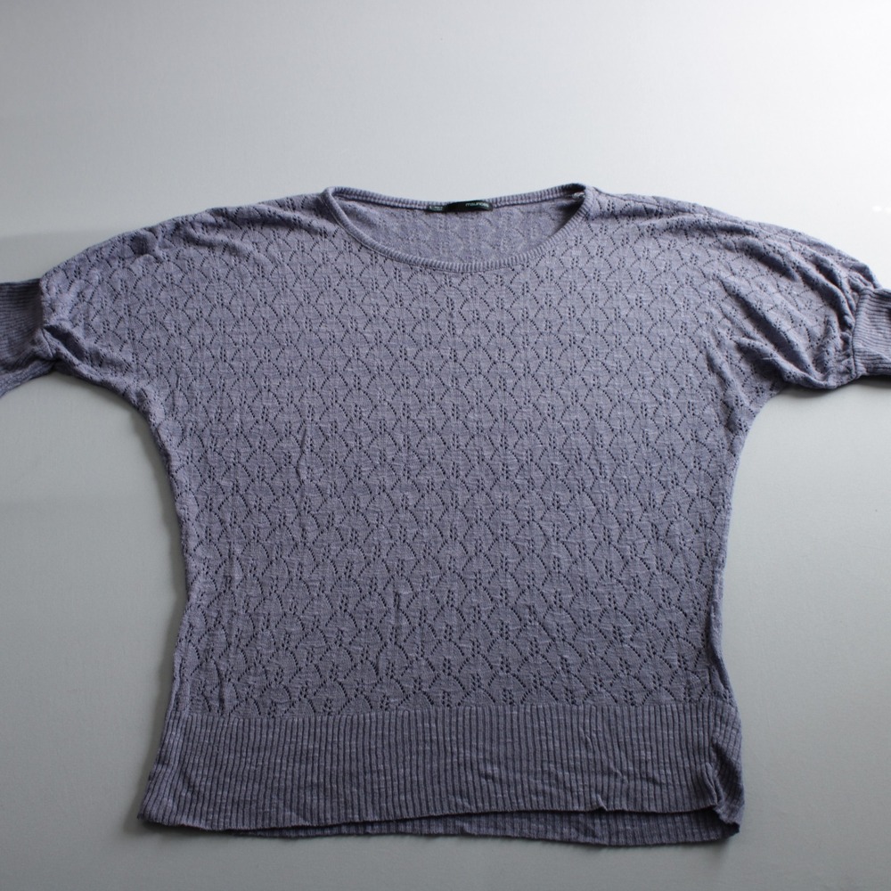 Maurices Women L Purple Pointelle Knit Short Sleeve Sweater Top Size Made In USA